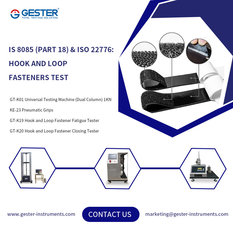 IS 8085 (Parte 18) e ISO 22776: Teste de fechos de velcro