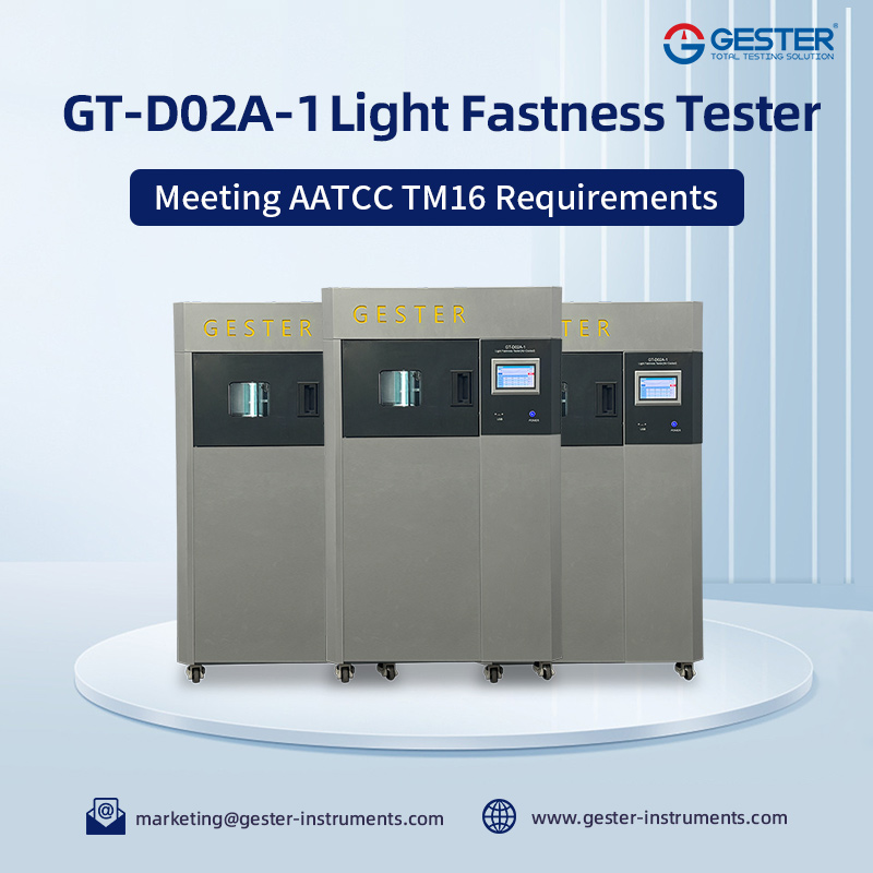 Atendendo aos requisitos AATCC TM16 com o testador de resistência à luz GT-D02A-1